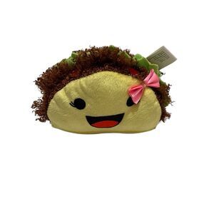 Oriental Trading Co Mrs Taco Plush Stuffed Toy Curly Hair Pink Bow Silly Gift 5"